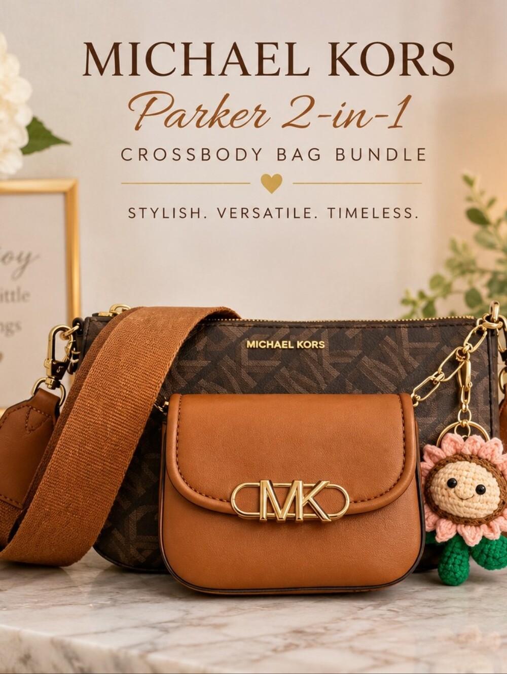 👜 Michael Kors Parker 2-in-1 Crossbody Bag Bundle